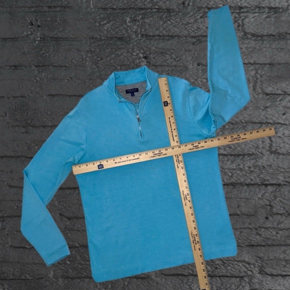 Peter Millar Ace Cotton-Modal Quarter-Zip Pullover Men’s Medium Blue Golf - Picture 15 of 16
